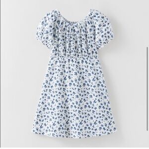 Zara floral dress girls 7 blue white